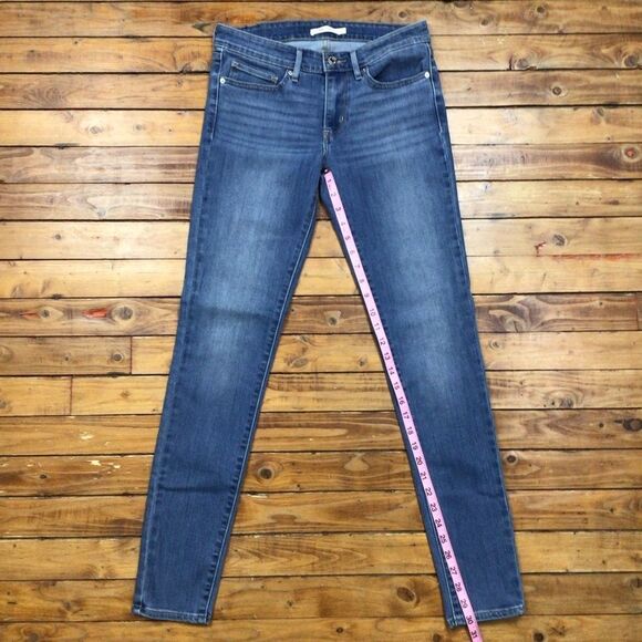 LEVI’S 711 jeans mid rise skinny flattering body hugging stretchy blue denim 27 - Picture 9 of 13